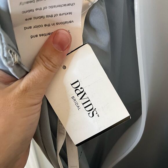 David’s Bridal Dusty Blue Long Flutter Sleeve Dress Size 2 - Picture 6 of 8